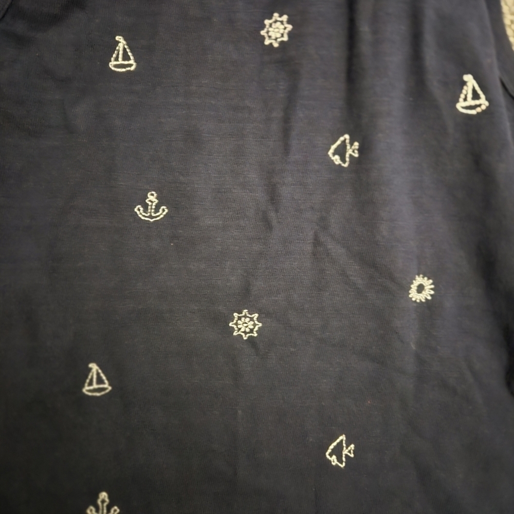 LOFT Navy Blue Embroidered Nautical Beach Comber Harbor Tank Top Large - Picture 4 of 6